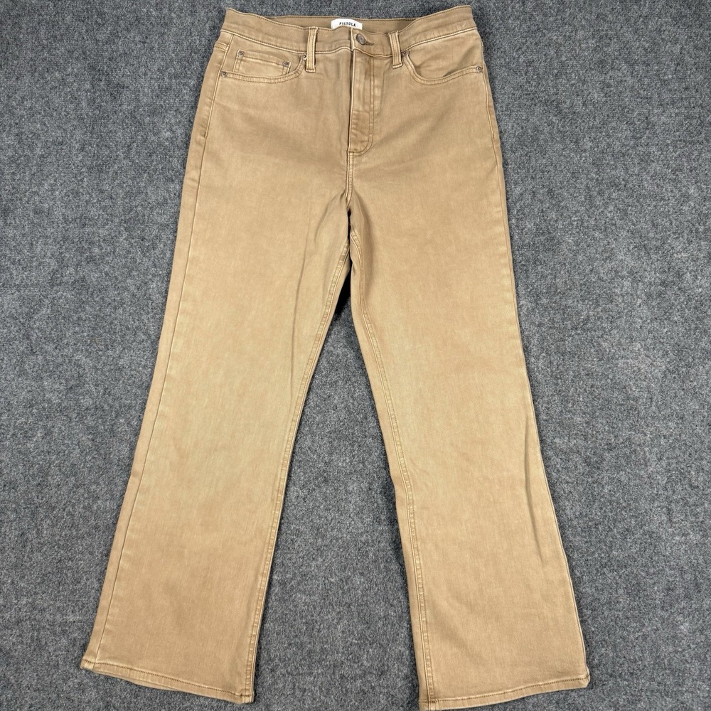 👖 Pistola Lennon High Rise Crop Boot Jeans Womens 30 Mink Snow Tan Beige